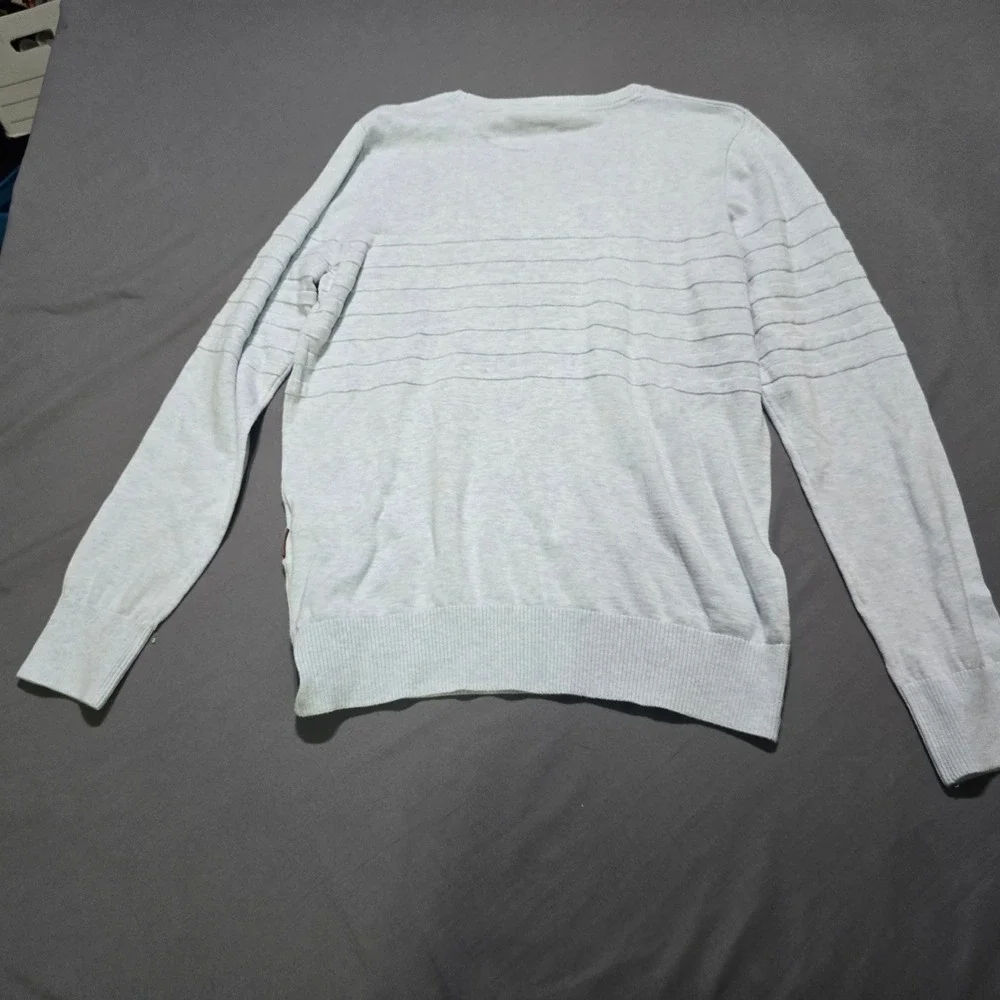 Naketano Sweater Mens Large Light Blue Cotton Textured Ribbed Crew Neck